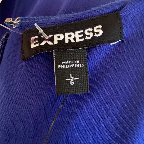 Express NWT Flutter Sleeve & Ruffle Hem Dress - Large - Blue - Picture 7 of 8